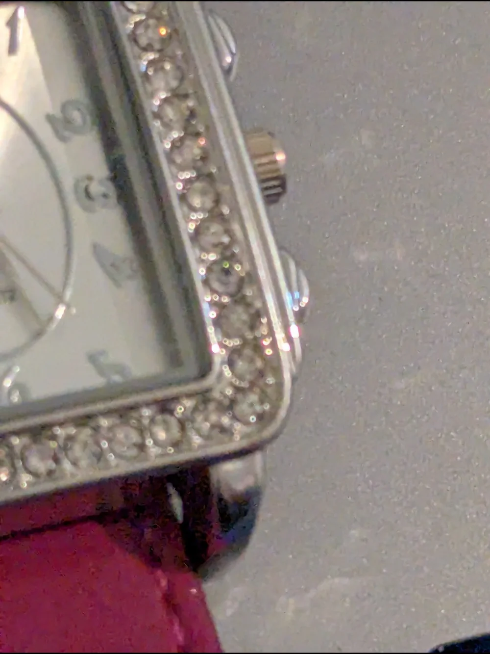 Womens New Rectangular Quartz Watch Red Leather Adjustable Band Rhinestone